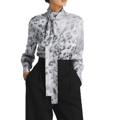  Splurge Monday’s Workwear Report: Painted Leopard Print Tie-Neck Blouse